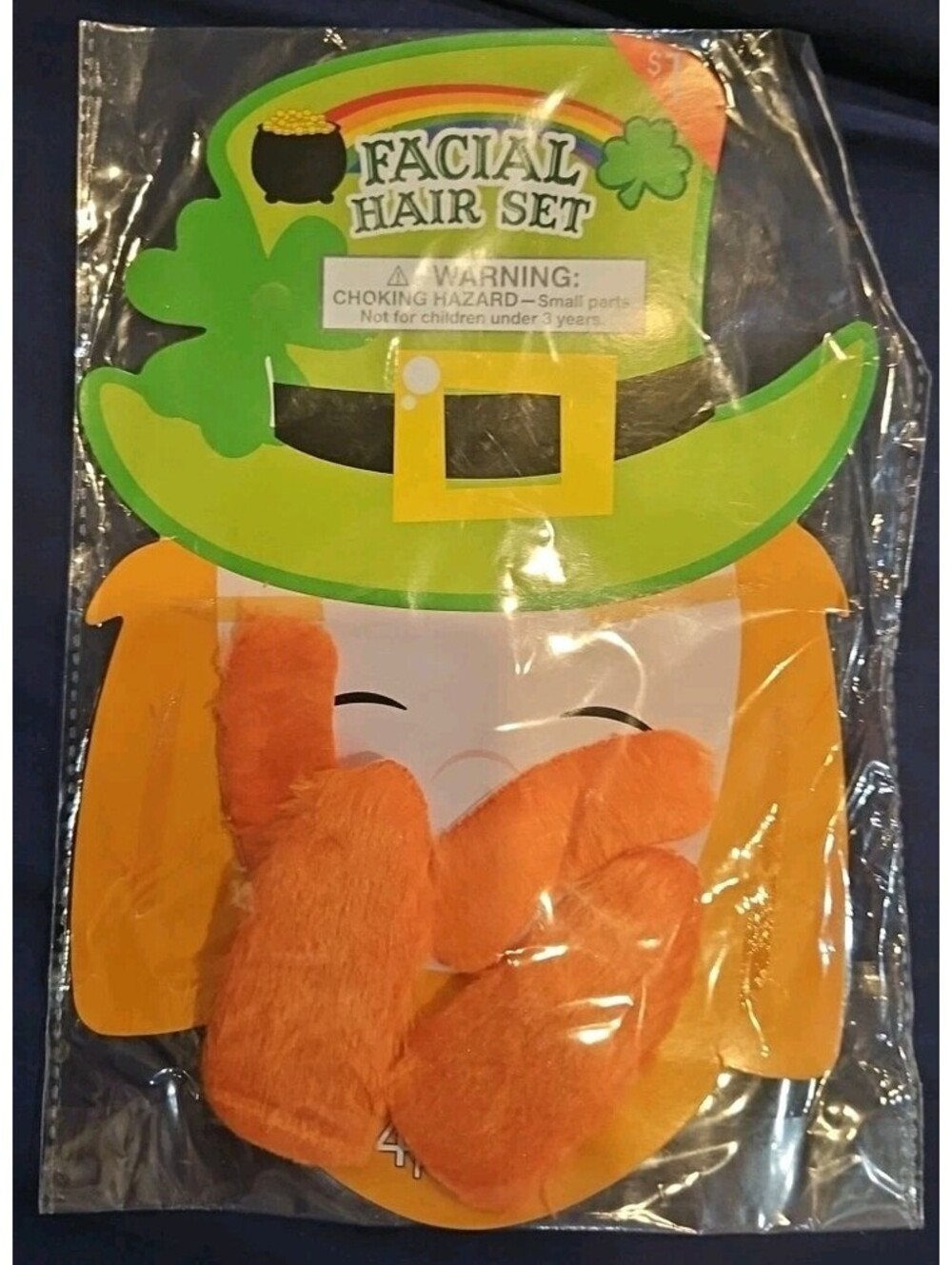 SEALED Amscan Lucky Leprechaun Self Adhesive Facial Hair Set Eyebrows Bear Side